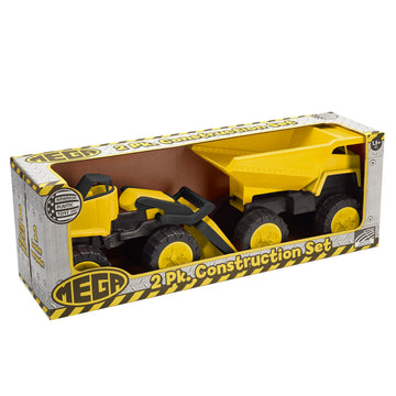 American Plastic Toys Mega Construction Vehicle Set for Toddlers & Kids Ages 18 Months and Up | Yellow Dump Truck & Loader | Made in USA from Safe
