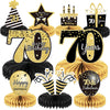 9 Pieces 70th Birthday Decoration 70 th Birthday Centerpieces for Tables Decorations Cheers to 70 Years Honeycomb Table Topper for Men and Women