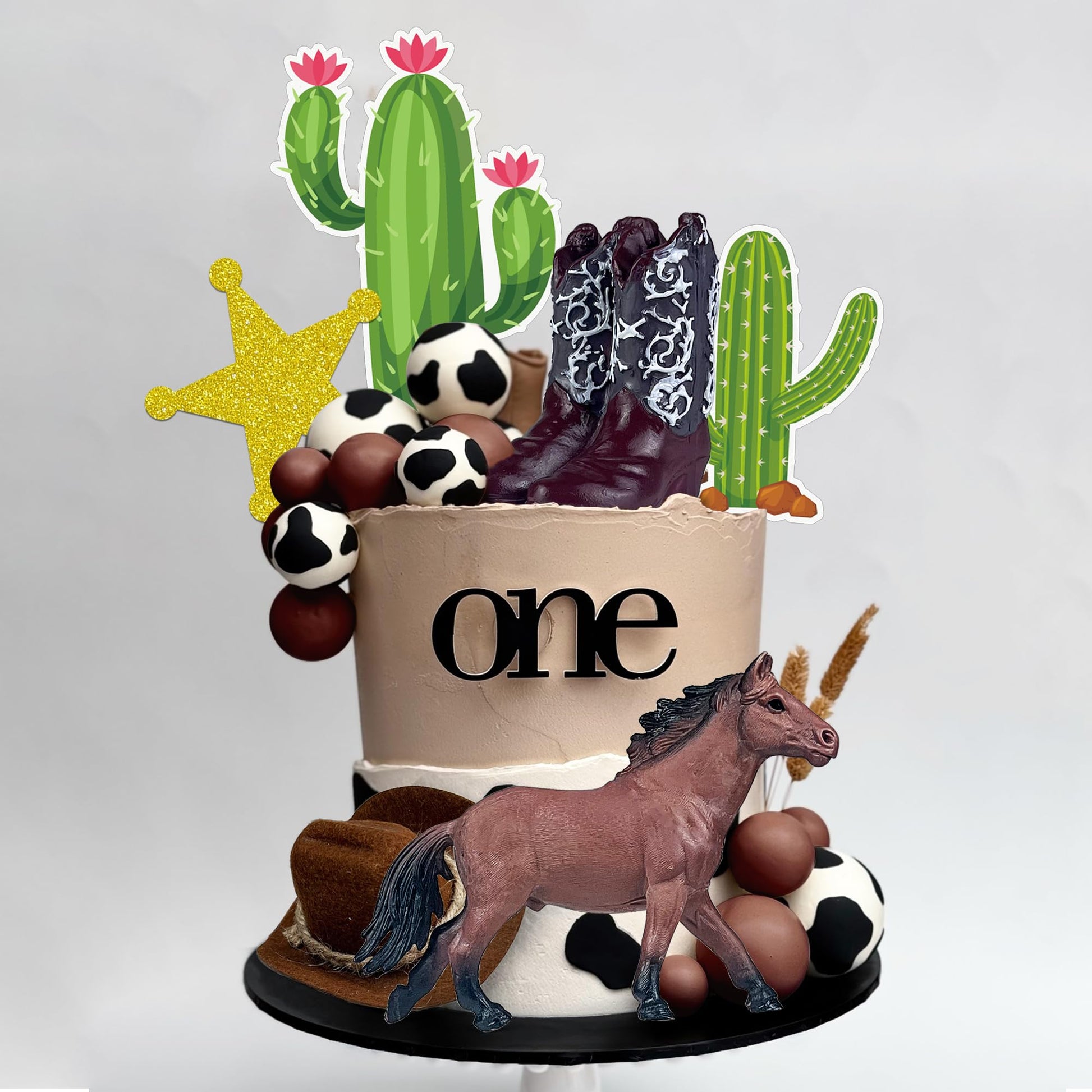34 PCS Cowboy Cake Toppers Cowboy Hat and Boot Horse Cake decorations Western Cowboy Cowgirl Birthday Baby Shower for Western Theme Party Favors