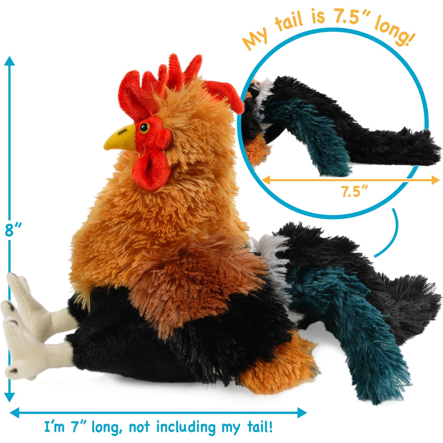 TigerHart Riley The Rooster - 8 Inch Chicken Stuffed Animal Plush