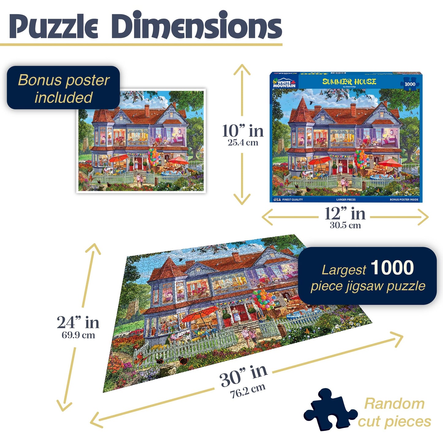 White Mountain 1000 Piece Jigsaw Puzzle Cozy Family Vacation, Summer House