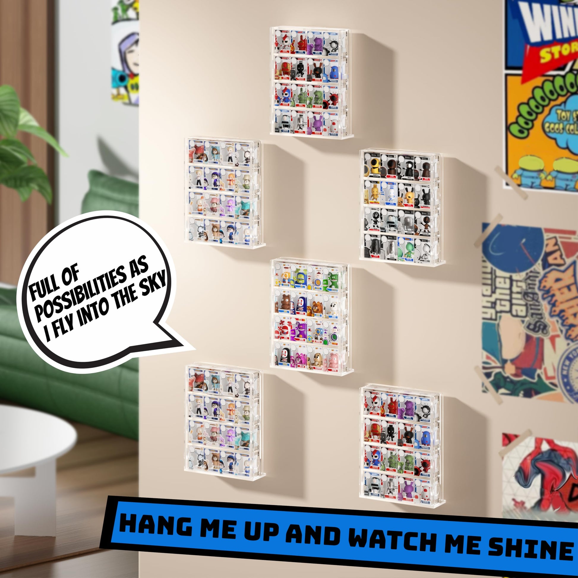 WINKINE Acrylic Display Case Bitty Protector Compatible with Funko Bitty Pop, 4-Tiered Clear Bittys Display Stand Shelf, Figure Stands Hard Case, Mini