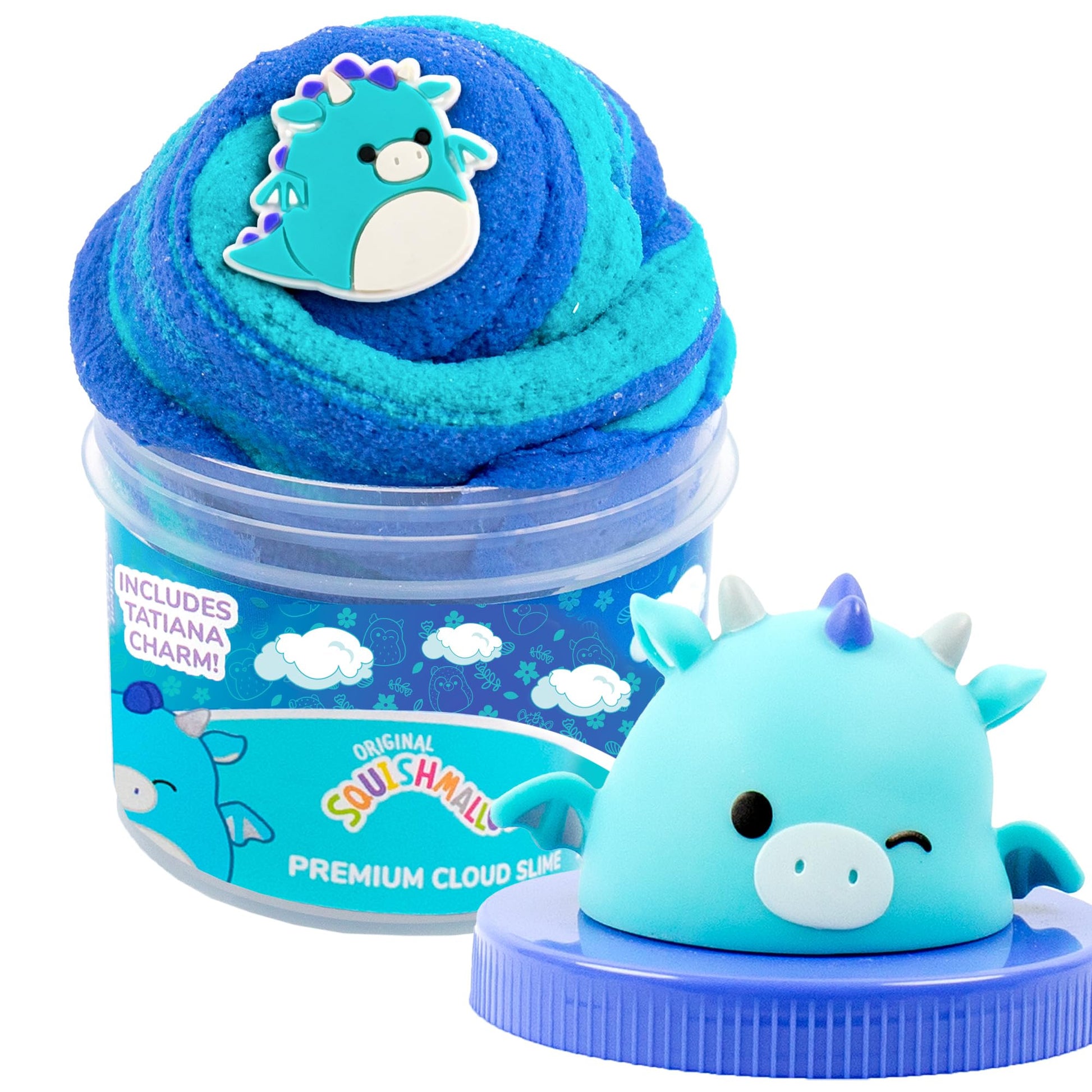 Original Squishmallows Scented Slime Jar, Blue Raspberry Tatiana the Dragon