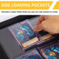 Toploader Binder, DTCGBIN 4-Pocket Top Loader Trading Card Binder Album Compatible for PKM TCG MTG,Holds 3"x4" 128 Rigid Cards (4-POCKET, Yellow Red)