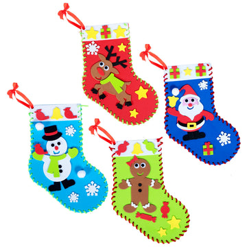 READY 2 LEARN Create Your Own Christmas Stockings | Foam | Set of 4 | Christmas Tree Ornaments | Holiday Decorations for Home | All Materials Included