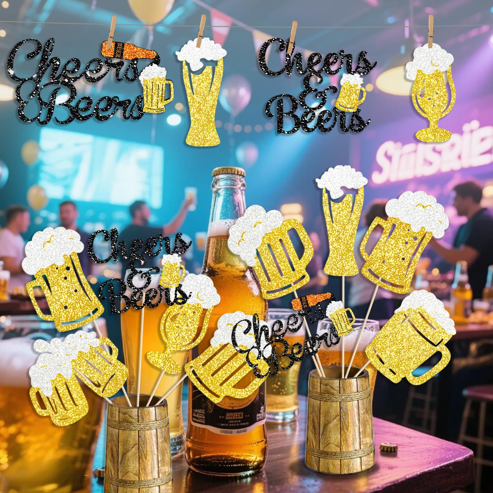 Cheers and Beers Party Decorations Beer Stick Beer Birthday Decorations Beer Party Decorations for Stock the Bar