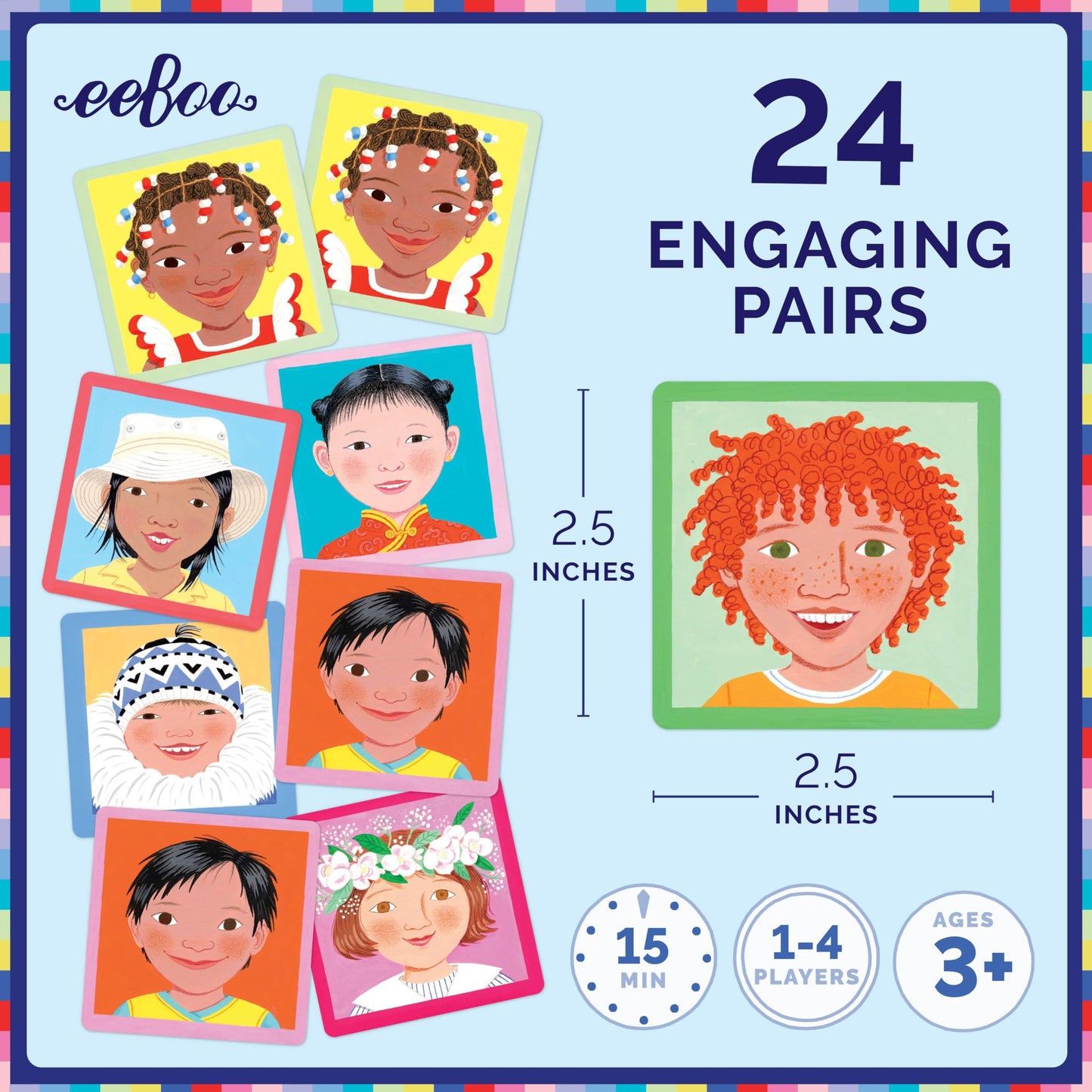 eeBoo: Memory and Matching Game- I Never Forget a Face- 24 Pairs, Develops Recognition, Concentration, Memory & Social Skills, Age 3+