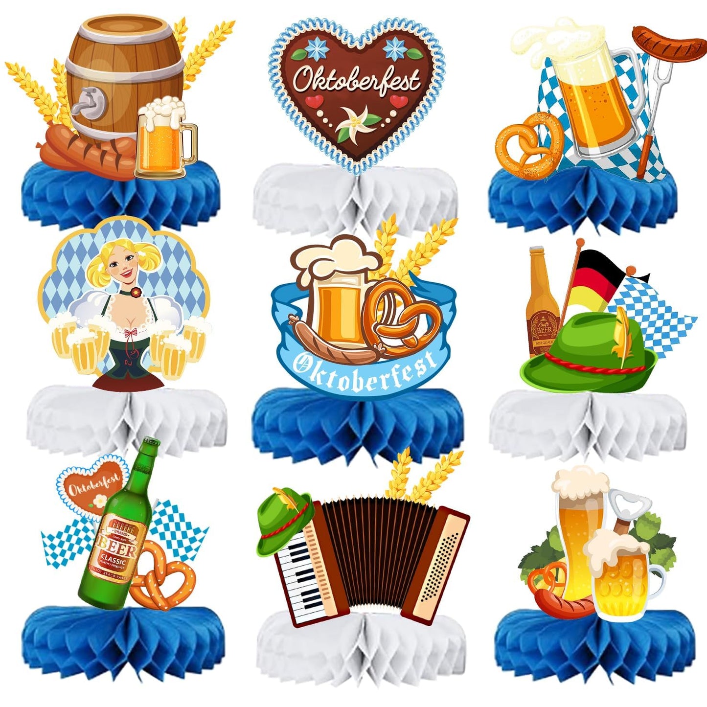 9 Pcs Oktoberfest Honeycomb Centerpieces