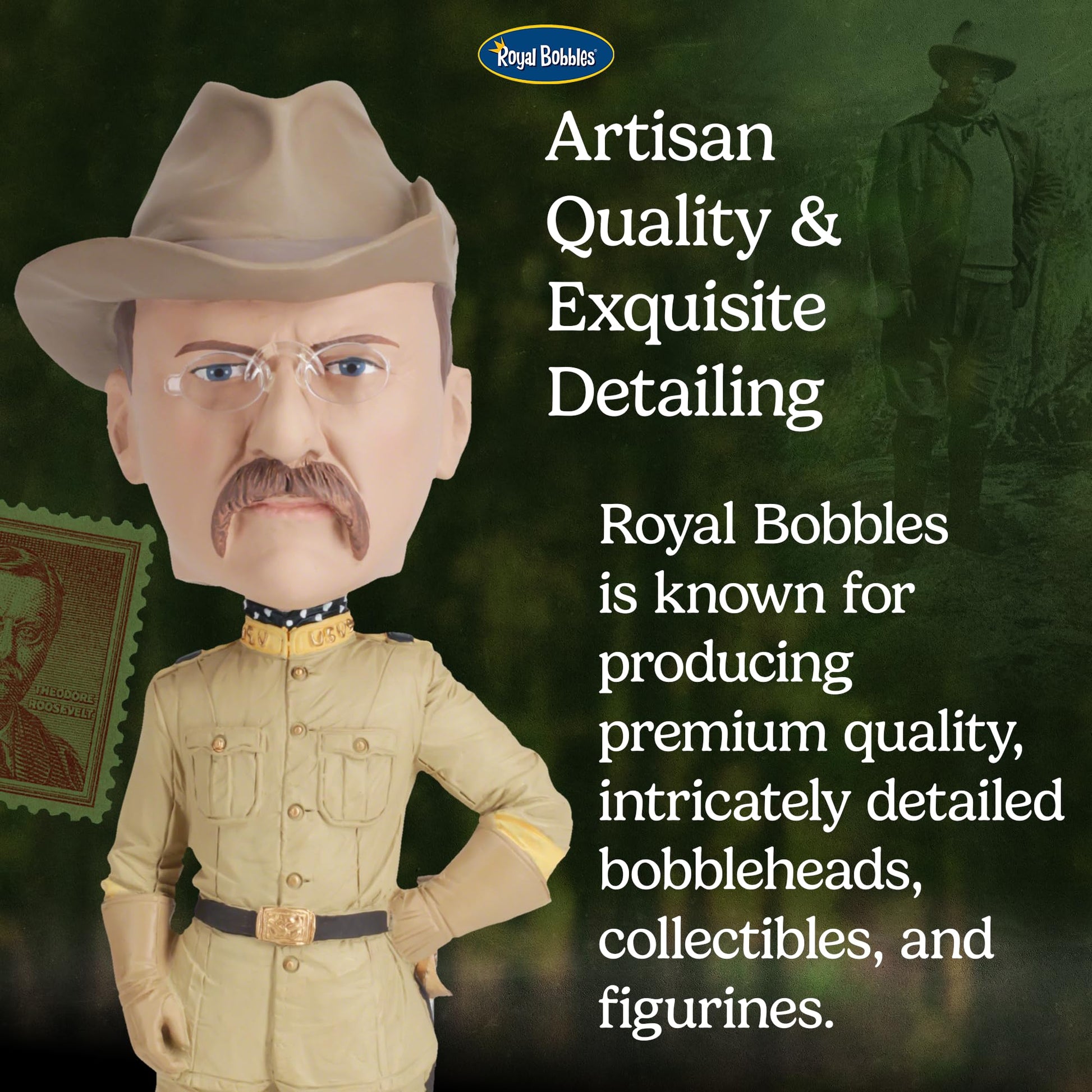 Royal Bobbles Theodore “Teddy” Roosevelt, 26th President of the United States - American History Anniversary Bobblehead - 8.5 Inches Tall
