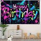 HOMETITUTE Neon Happy Birthday Banner 71x43 Inch Photography Backdrops