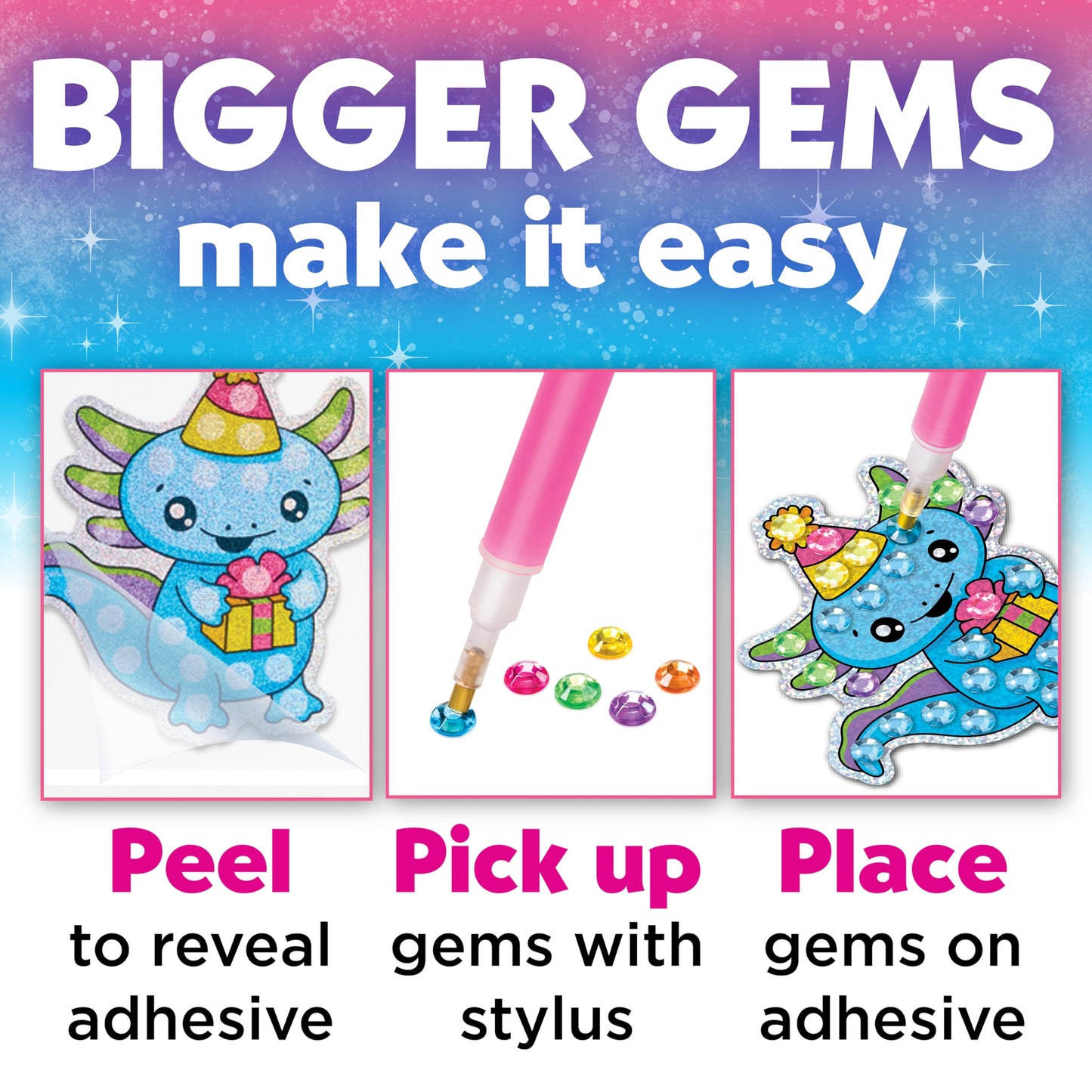 Creativity for Kids Big Gem Diamond Painting Axolotl| Mindful Summer Fun | Great Back to School Activities | Girl Toys and Crafts for Ages 6-8+