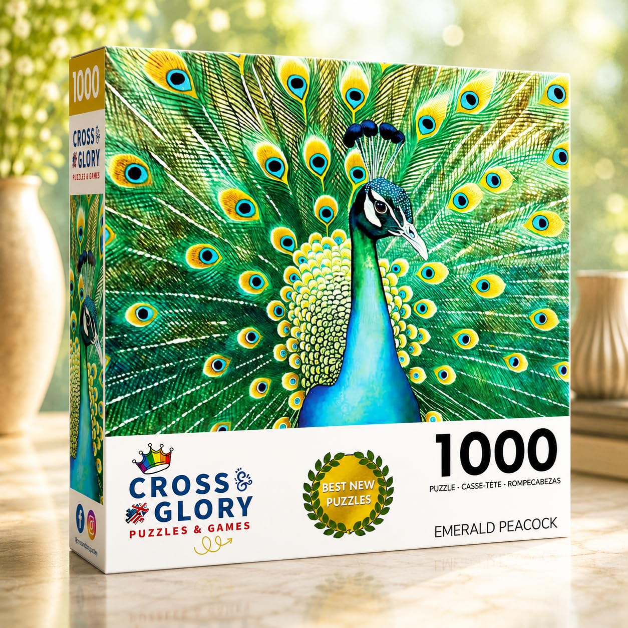 Cross & Glory | 1000 Piece Jigsaw Puzzles for Adults | Emerald Peacock