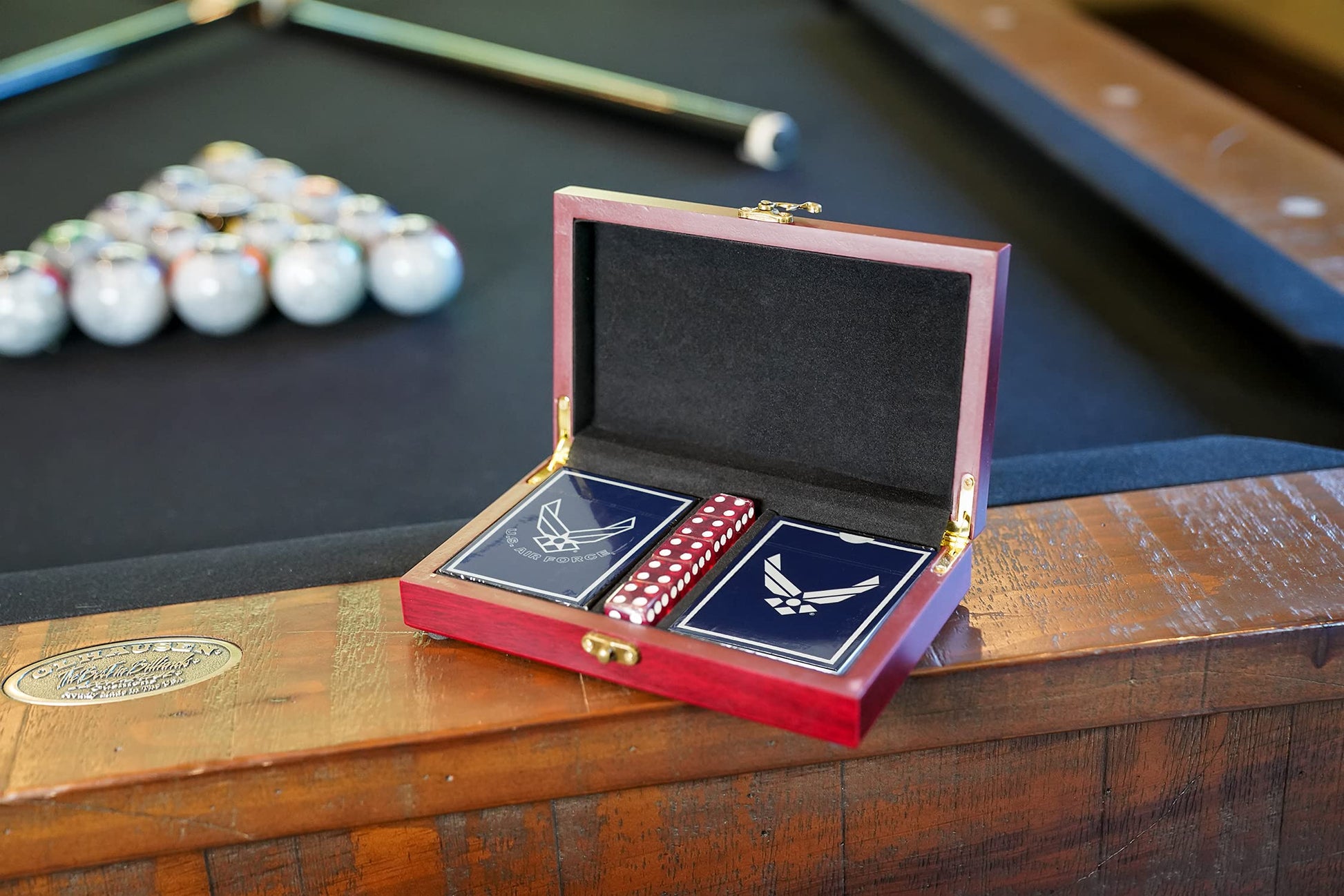 Military Gift Shop US Air Force Playing Cards & Dice in Keepsake Box - USAF Rank Insignia Cards | Air Force Card Set