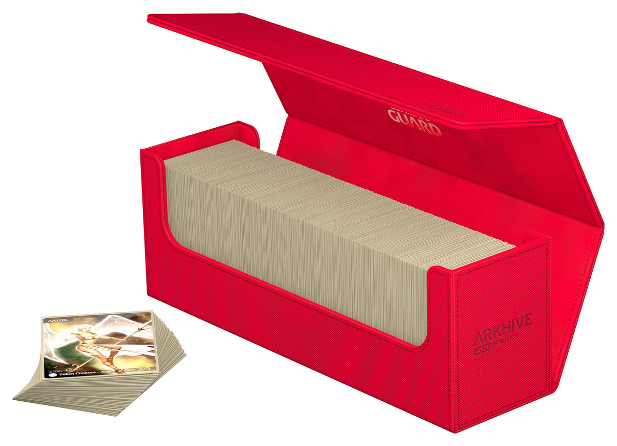 Ultimate Guard Arkhive 400+, Deck Case for 400 Double-Sleeved TCG Cards, Red, Compatible with Boulders, Magnetic Closure & Microfiber Inner Lining