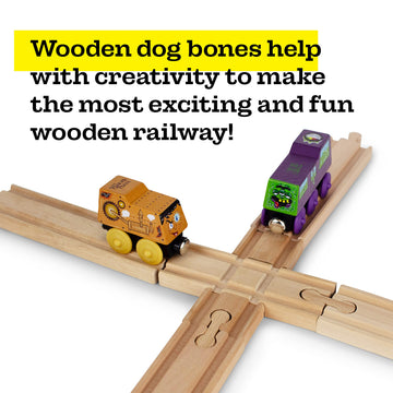 11 Pcs Deluxe Wooden Dog Bone Track Connector Pack - Train Connector Pieces Compatible with All Wooden Train Track Sets - Track Accessories