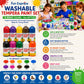 Fun Express Washable Tempera Paint Set for Kids - 10 Vibrant Colors (16 oz Squeeze Bottles, 160 Fl Oz Bulk) | Non-Toxic Arts and Crafts Supplies