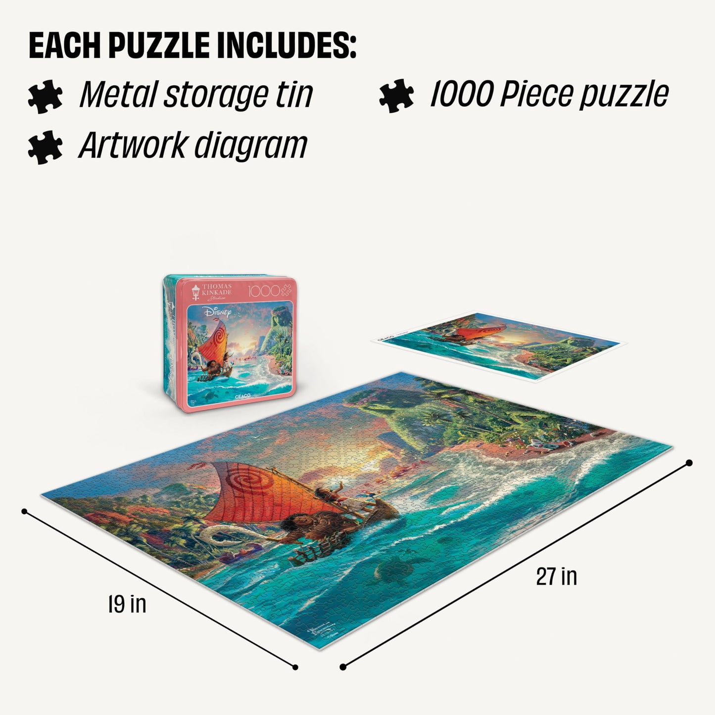 Buffalo Games - Disney Thomas Kinkade Moana - 1000 Piece Puzzle for Adults