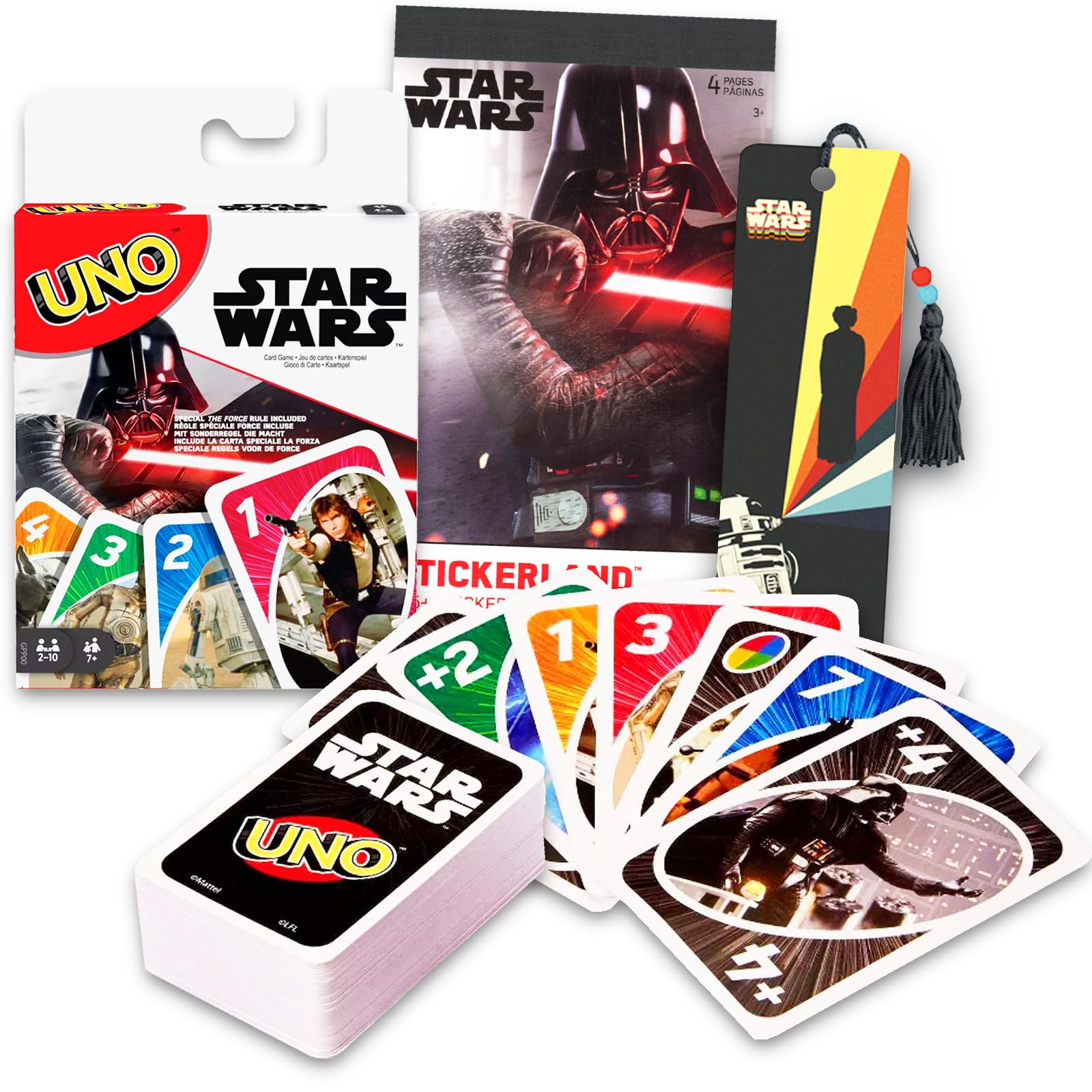 Star Wars UNO Card Game Set - Bundle with Movie Themed UNO Deck for Kids Plus Stickers, More | Star Wars Card Game for Kids, Family Game Night
