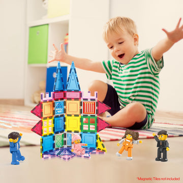 PicassoTiles 8 Piece Magnetic Action Figures Family Character Set Compatible with Magnet Tile Building Blocks STEM Educational Toy for Kids Pretend