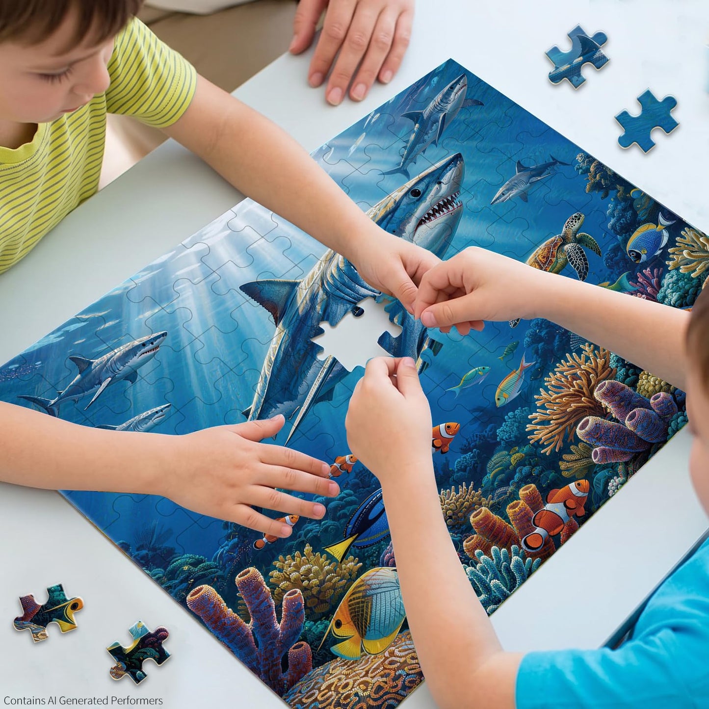 100 Pieces Puzzles for Kids Ages 4-8, Shark Educational Kids 100 Piece Puzzle, Children Jigsaw Puzzles Kids Puzzles, Educational Learning Puzzle Toys