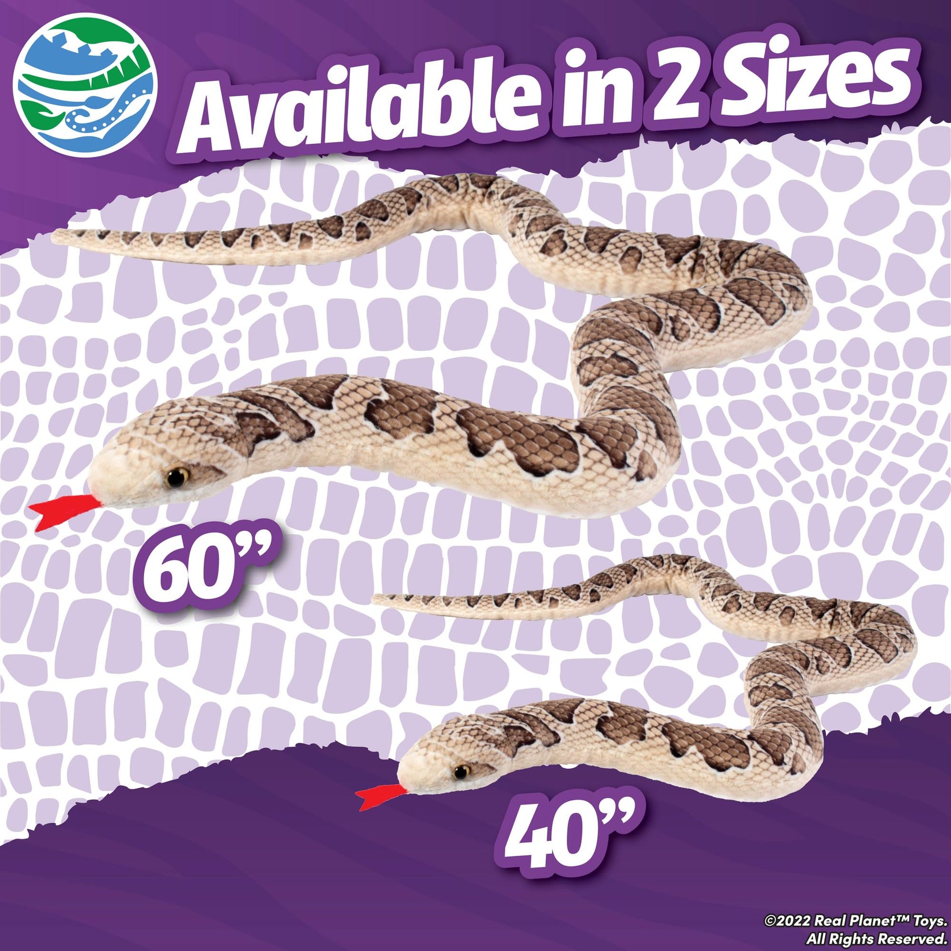 Real Planet 40" Curved Snake Stuffed Animal - Curved Snake Plush Animal for Kids Toy, Over 3 Feet Long Curved Snakes, Big Stuffed Giant Snake, (Brown