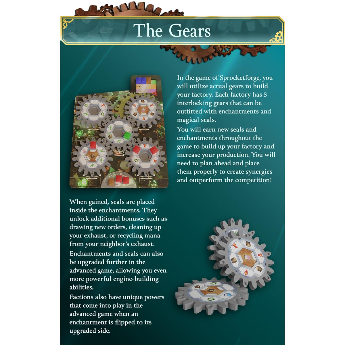 Sophisticated Cerberus Games: Sprocketforge - First Edition, Fantasy Board Game, Engine Building, Resource Management, 3D Gears, Ages 14+, 1-5 Players