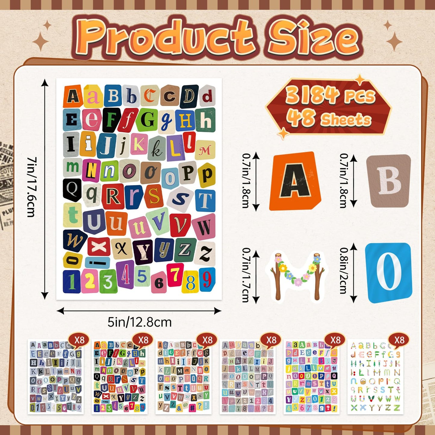 3184 PCS Vintage Letter Stickers Scrapbook Stickers, Magazine Alphabet Number Stickers, Self Adhesive Vinyl Letters Stickers for Journaling
