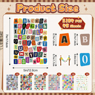 3184 PCS Vintage Letter Stickers Scrapbook Stickers, Magazine Alphabet Number Stickers, Self Adhesive Vinyl Letters Stickers for Journaling