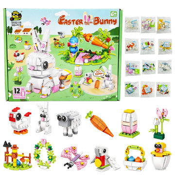 Sakiway 12 pcs Easter Egg Fillers Building Kits,Easter Bricks Toy Gift Easter Egg Fillers, Teen Easter Basket Stuffers for Boys Girls, Prefilled