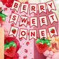 Berry Sweet One Birthday Banner Girl 1st Strawberry Party Decoration Red Pink Gingham Hanging Supplies