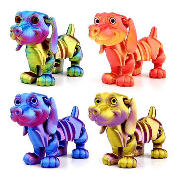 SUKIPIN 3D Printed Animals, 4 Pack Articulated Dog Fidget Toy ADHD Relief