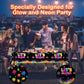 1 Pack Let's Glow Tablecloth- Neon Party Table Cover, Disposable Plastic Rectangle Glow in the Dark Tables Cloth for Neon Black Light Glow Party