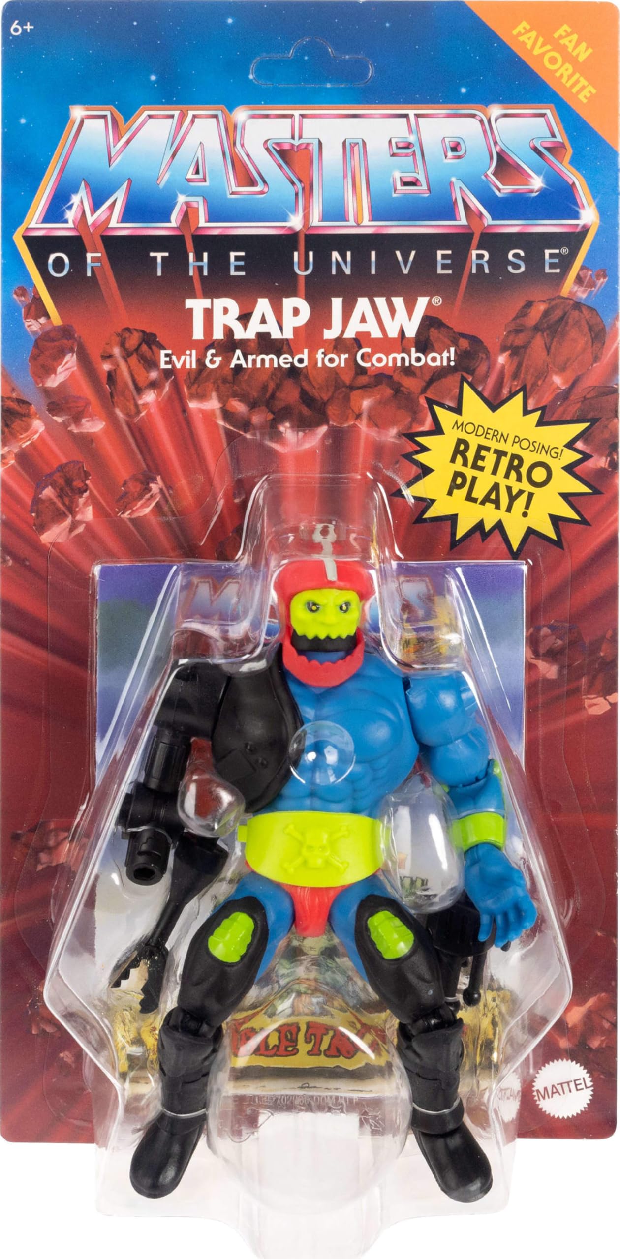 Masters of The Universe Origins Action Figure Trap Jaw Collectible, 5.5 Inch Motu Popular Villain Toy with 16 Posable Joints & Accessories