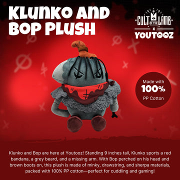 Youtooz Klunko and Bop 9 inch Cult of the Lamb Plush, Collectible Stuffed Klunko and Bop 9 inch Plush from Cult of the Lamb Collection