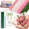 500PCS Pipe Cleaners Craft for Flower - 5 Assorted Colors Chenille Stems Pipe Cleaners Bulk 25sturdy floral stems, 200Stamens, Ribbon, Glue Sticks