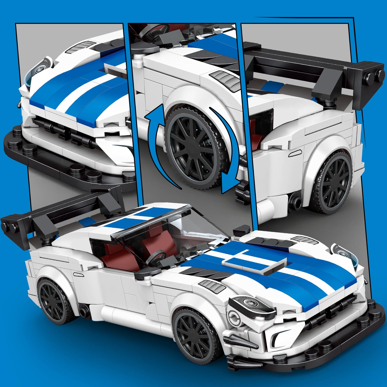 HIGH GODO Sports Car Building Set, Racing Car Decor Model Kit, Cool Collectible Cars Toys Gifts for Adults Teens Age 14+ (394 Pieces)