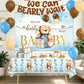 16PCS Blue Bear Baby Shower Decorations Party Supplies Balloon Tablecloth Backdrop Banner Blue and Brown Baby Shower Decorations