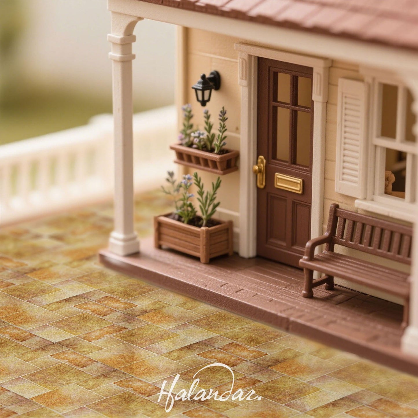 Halandar Dollhouse Flooring Tiles on 1/12 1/6 Scale Miniature Decor Accessories 32pcs Double-Sided