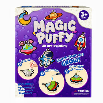 Artnedu 3D Art Kit-Magic Puffy,Kids Crafts,Astronauts & Space Theme,DIY Color & Inflate Activity, Creative Gift for Girls & Boys Ages 4, 5, 6, 7, 8
