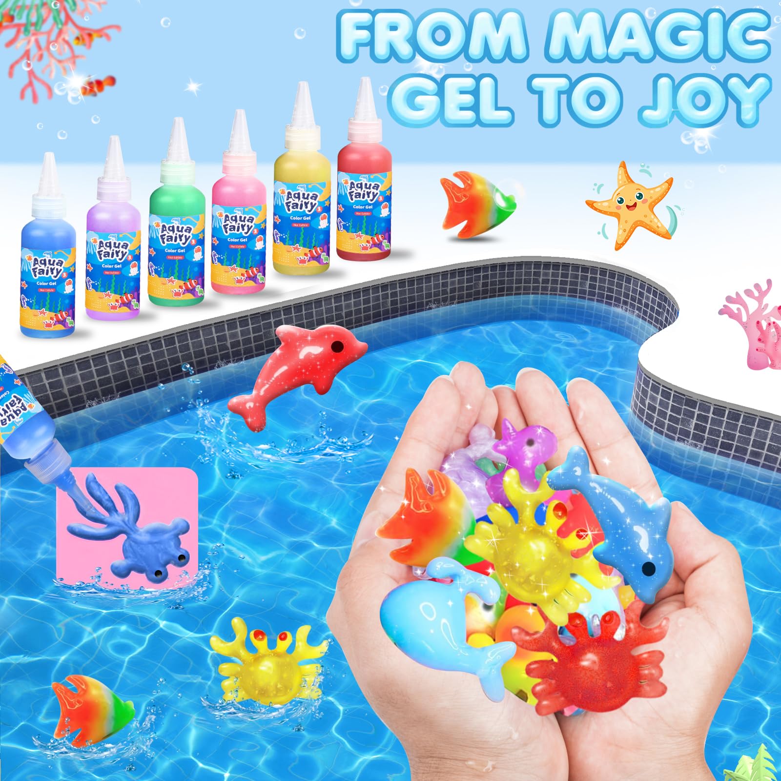 Lovyi Magic Water Elf Toy Kit,Aqua Fairy Water Gel Kit,DIY Squishy Maker with 18 gels &12 Shape Toolings,Magic Gel Water Pets,Squishy Making kit,Toys