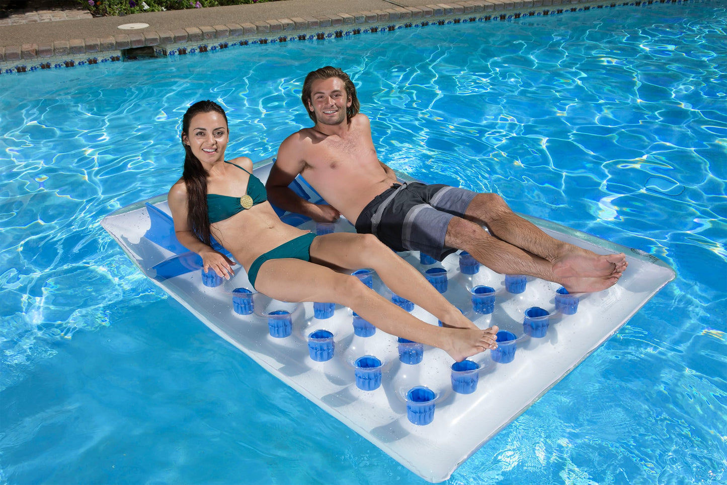 Poolmaster Double French Pocket Large Two Person Inflatable Swimming Pool Float for Adults
