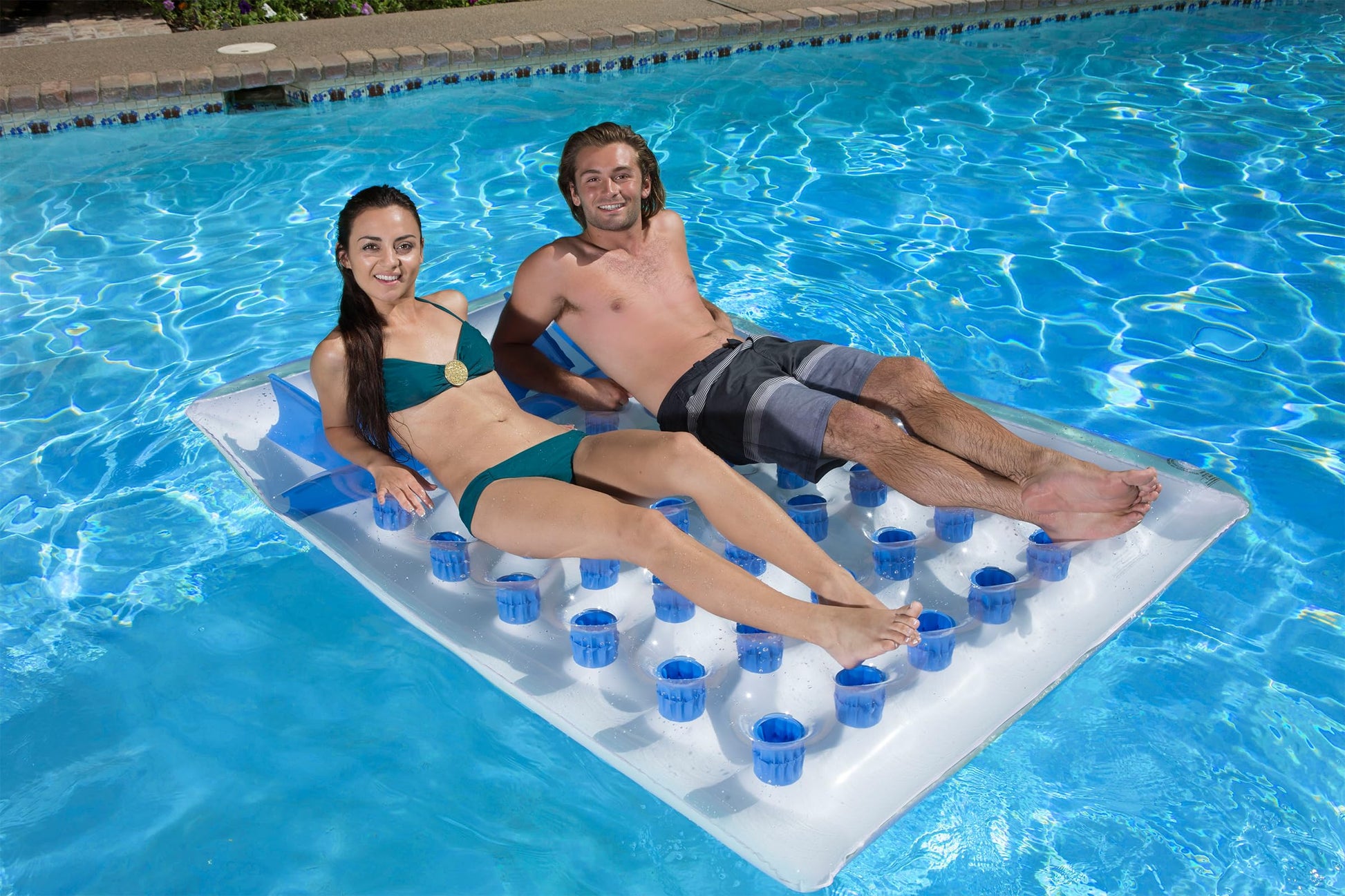 Poolmaster Double French Pocket Large Two Person Inflatable Swimming Pool Float for Adults