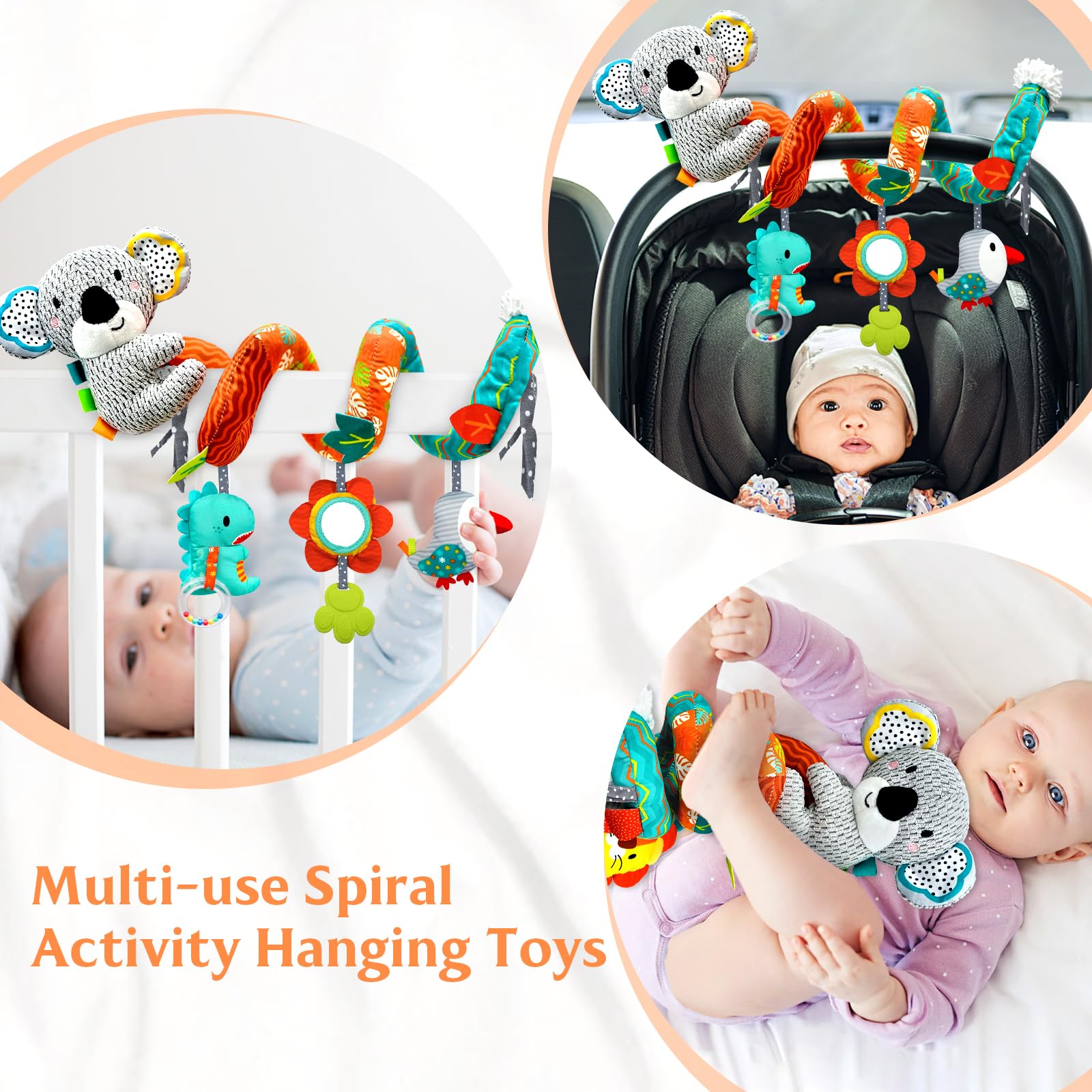 XIXILAND Car Seat Toys Baby Toys 0-3 Months Developmental, Stroller Toys Infant Toys 0-6 Months Newborn Toys, Carseat Toys for Infants 0-12 Months