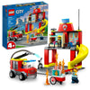 Lego City Fire Station and Fire Engine 60375, Pretend Play Fire Station with Firefighter Minifigures, Educational Vehicle Toys for Kids Boys Girls Age