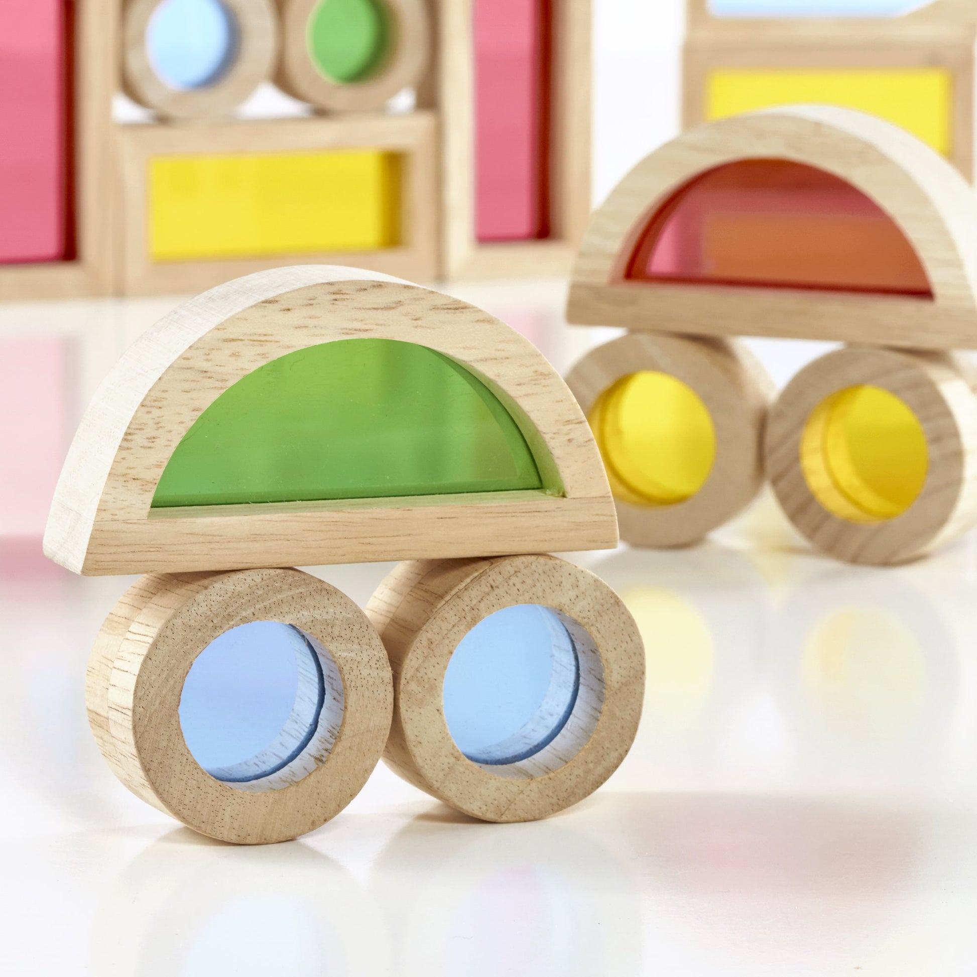 Guidecraft Jr. Rainbow Blocks: 40 Piece Set - Kids Learning & Educational Toys, Stacking Blocks