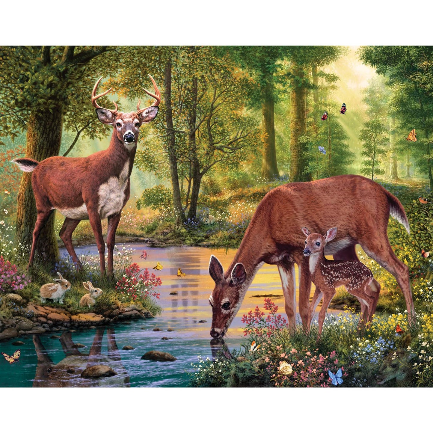 Bits and Pieces Woodland Stream Jigsaw Puzzle by Steve Read - Available in 50/100/200/300/500/1000 pcs - 15"×19", 18"×24", 20"×27" - Random Die-Cut