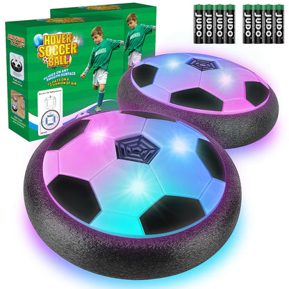 Ocditikl 2 Pack Hover Soccer Ball with 8 Pcs Batteries, Air Floating Soccer Toy with LED Lights & Foam Bumper, Indoor Games for Kids 4-8-12, Birthday