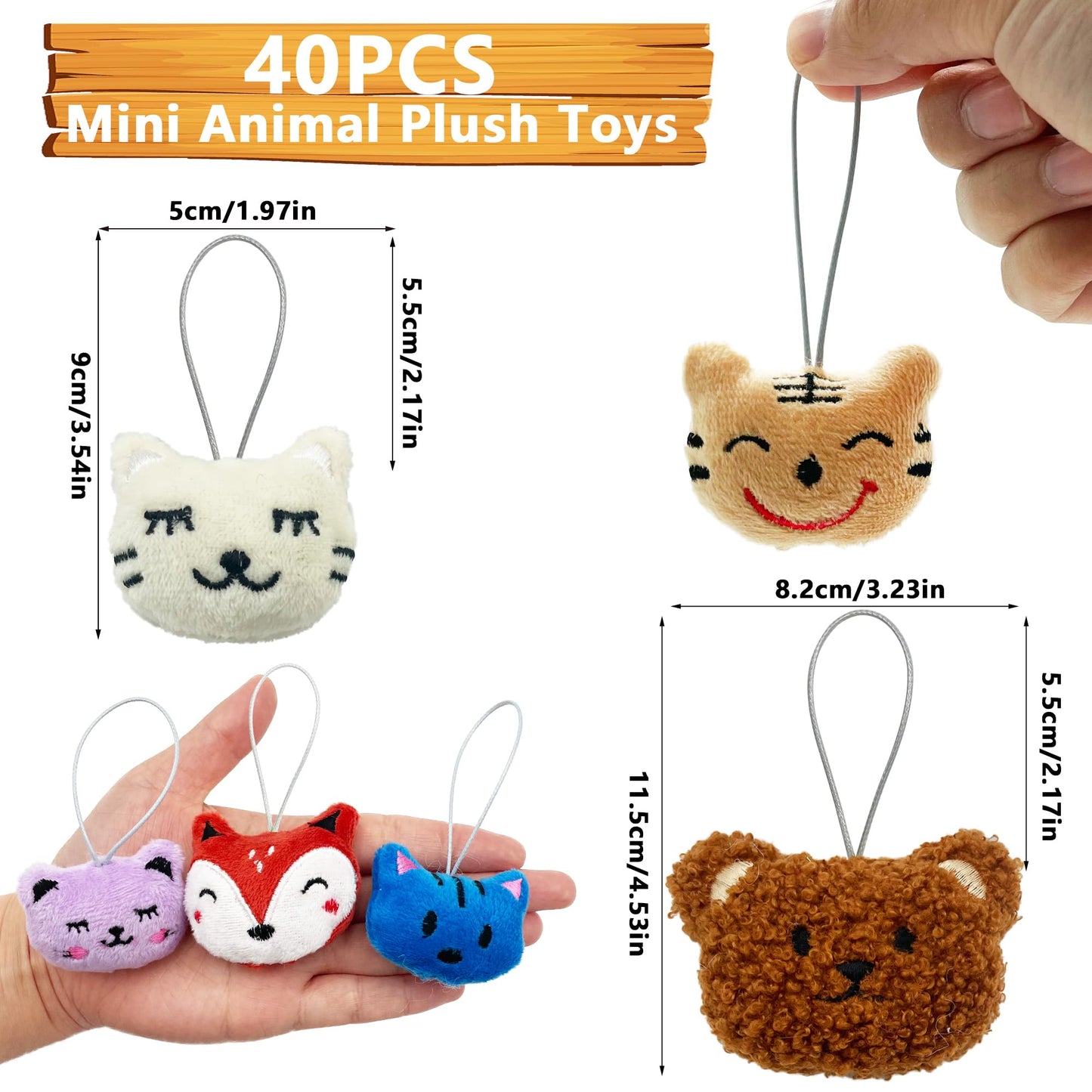 XIPEGPA 40 PCS Mini Animal Plush Toys Set Cute Small Animal Stuffed Toy Keychain for Party Favors Keychain Ornament for Goody Bag Easter Egg Stuffers