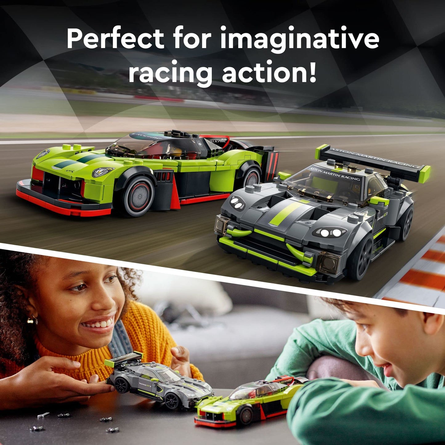 LEGO Speed Champions Aston Martin Valkyrie AMR Pro & Vantage GT3 2 Collectible Model 76910 - Race Car and Toy Set, Includes 2 Driver Minifigures