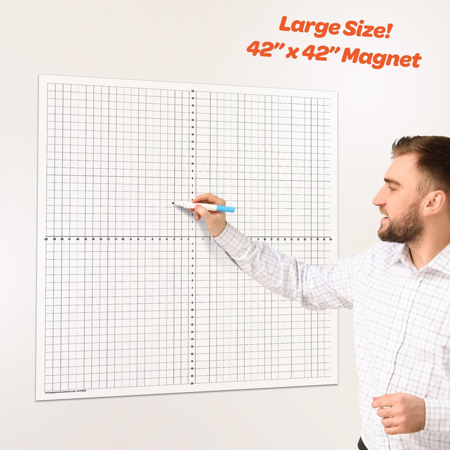 1" Square, Numbered XY Axis Large 3.5'x3.5' Dry-Erase Magnet